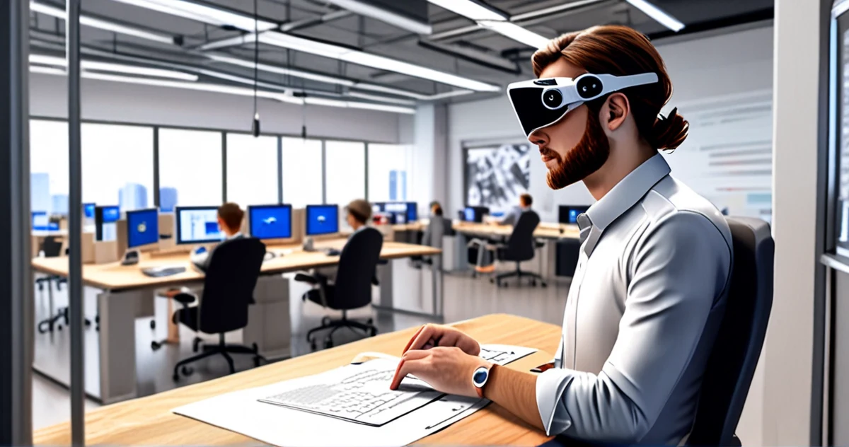 Разработчик, тестирующий приложения AR на умных очках