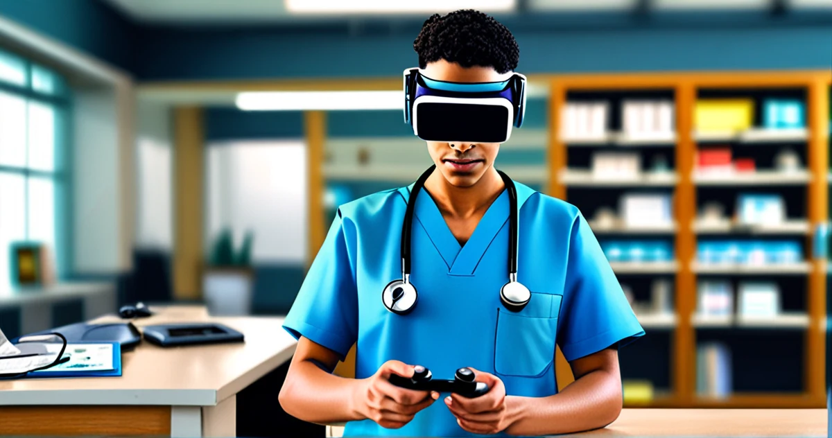 医学生使用VR控制器进行医学培训的虚拟现实模拟交互界面
