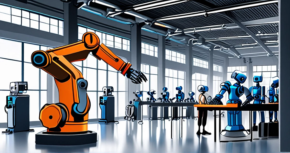 Collaboration en action : un technicien et un cobot unissent leurs compétences pour un assemblage de précision.