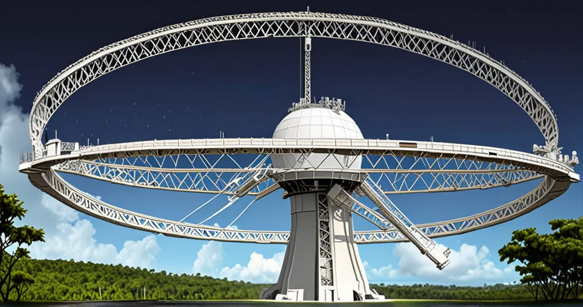 Grand radiotélescope utilisé pour la recherche SETI de signaux extraterrestres dans l'espace profond