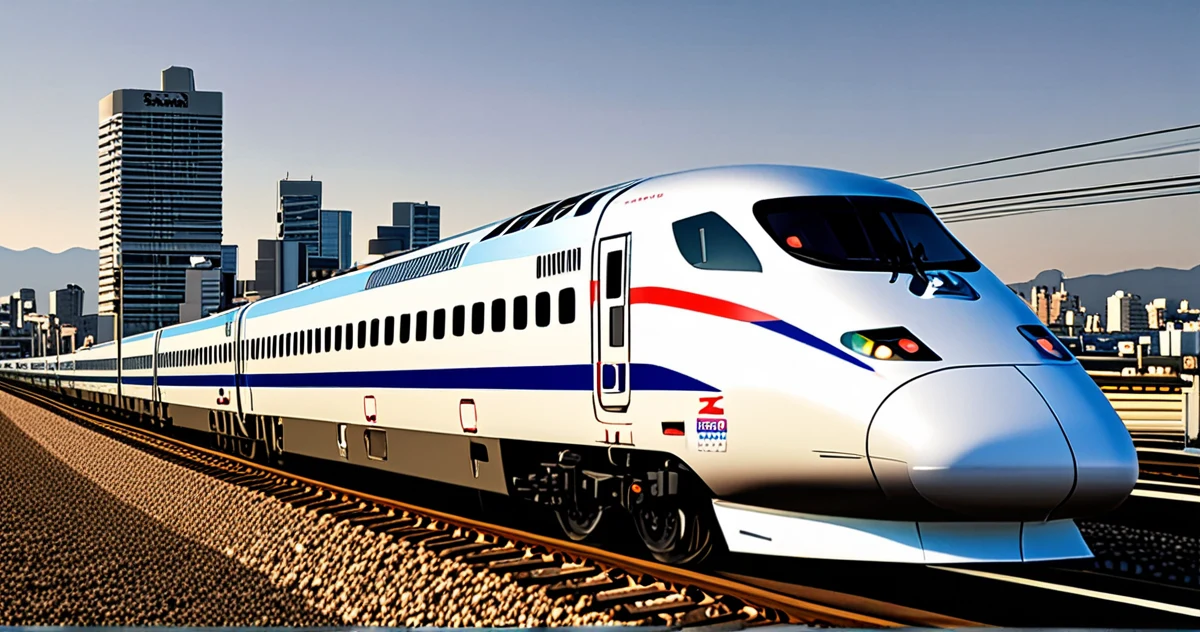 Comparaison visuelle entre le train Shinkansen japonais conventionnel et un concept de train Maglev à sustentation magnétique